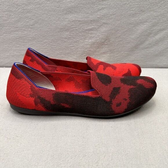 Rothy's The Loafer Womens Size 6.5 Red Camouflage Round Toe Comfort Shoes - Picture 1 of 8